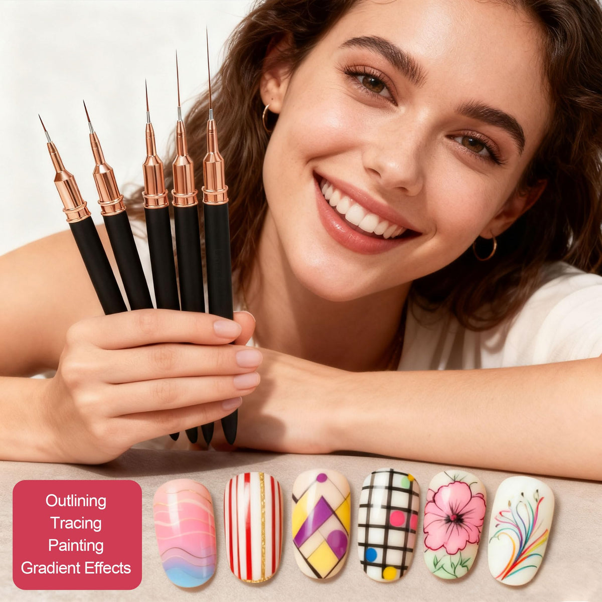 Close-up of Artdone nail art brushes and palette
