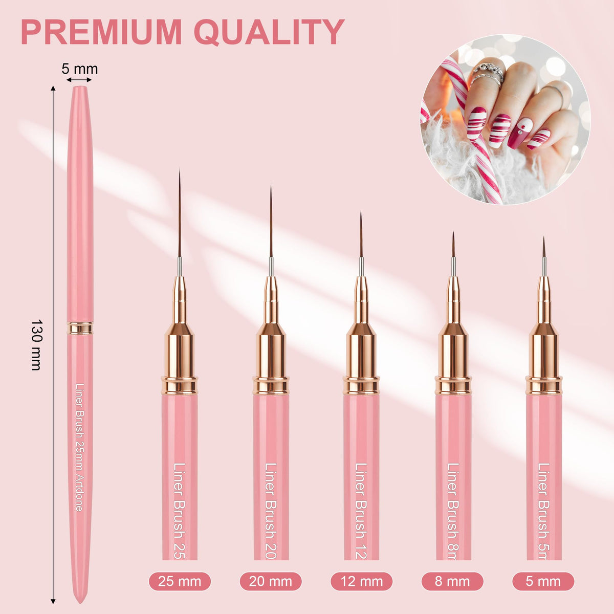 Close-up of Artdone nail art pen showing fine brush tip