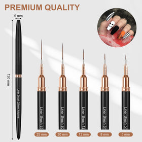 Close-up of Artdone nail art pens showing brush sizes