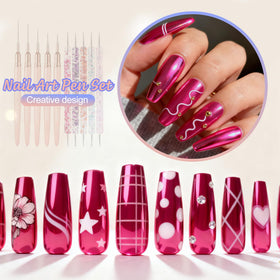 Close-up of Artdone nail liner brushes with easy grip handles