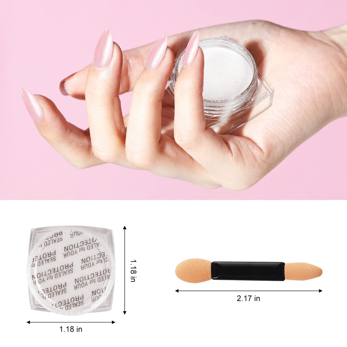 Close-up of Artdone nail powder application on nails