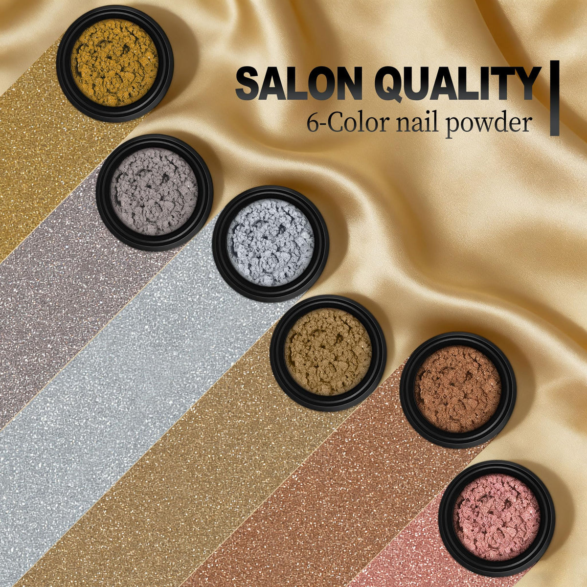 Close-up of Artdone rose gold chrome nail powder