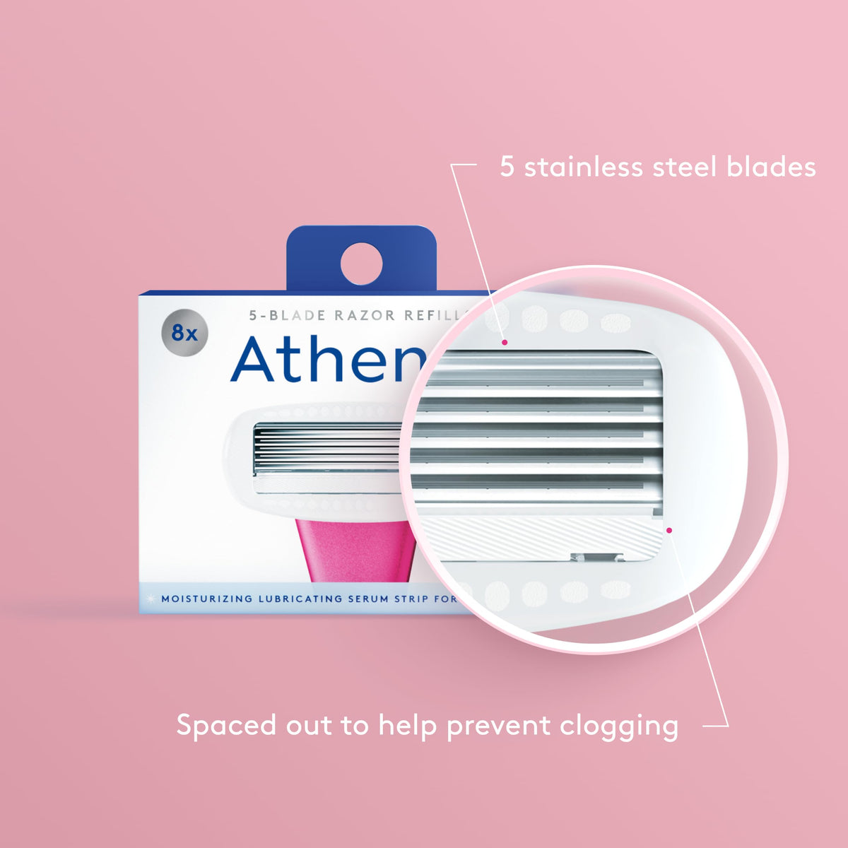 Close-up of Athena Club Women's Razor Blade infused with shea butter