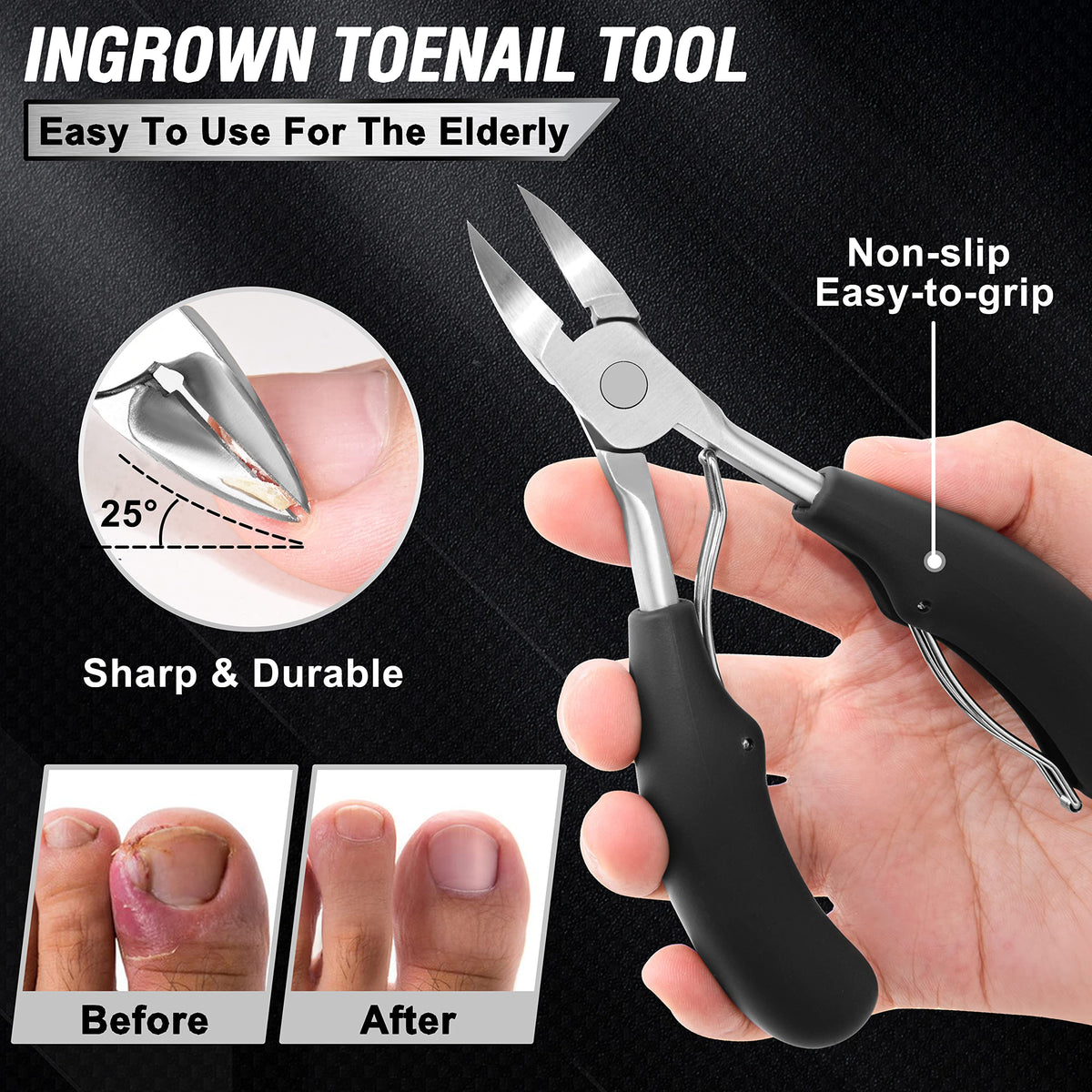 Close-up of Aucurwen toenail clippers sharp curved blade
