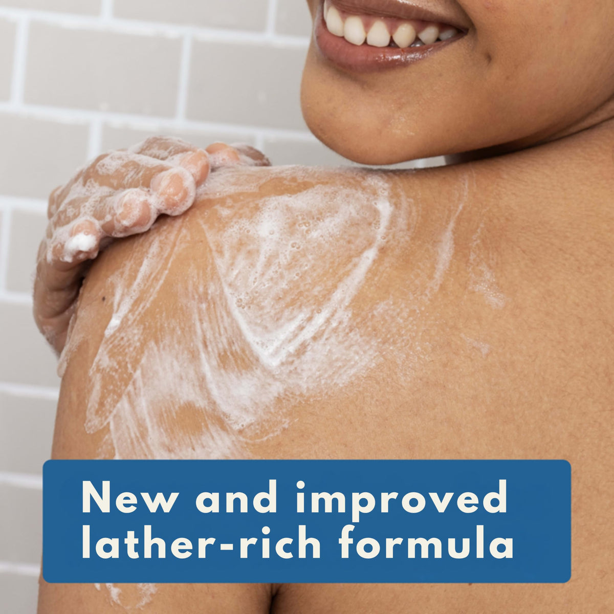 Close-up of Aveeno Skin Relief Body Wash ingredients list
