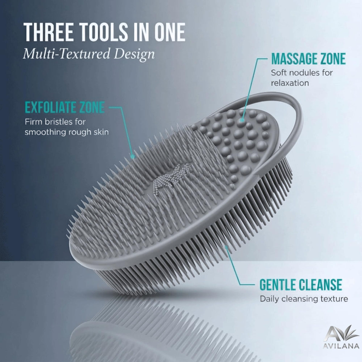 Close-up of Avilana scrubber's ergonomic easy-grip design