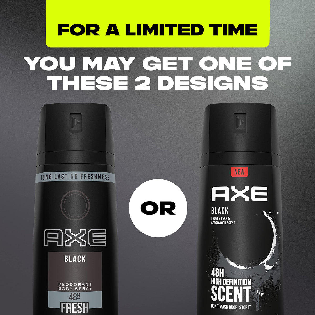 Close-up of AXE Black Body Spray Deodorant can with clear application