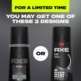 Close-up of AXE Black Body Spray Deodorant can with clear application