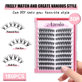 Close-up of Azenlo C Curl eyelash clusters