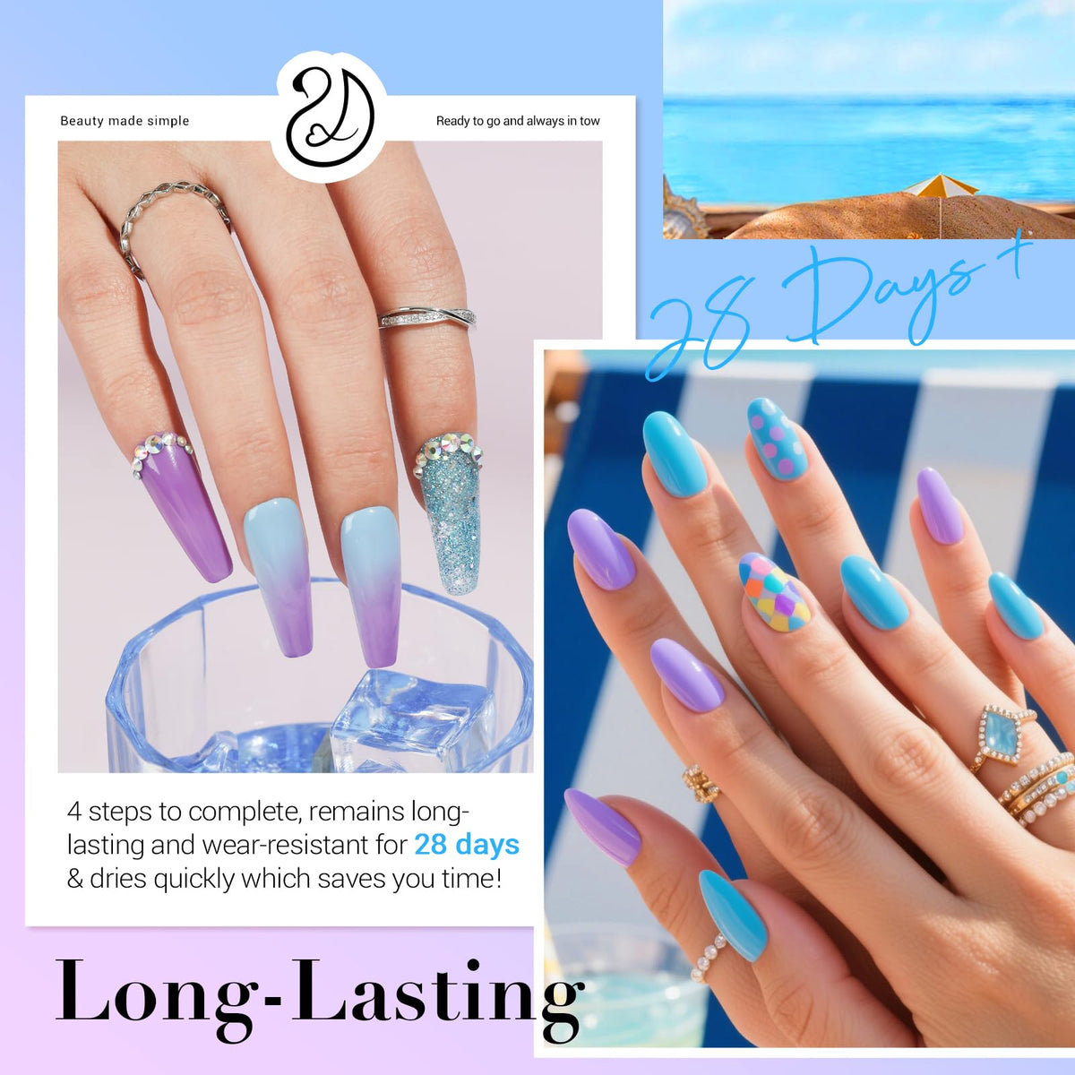 Close-up of AZUREBEAUTY nail dip powder colours in various shades