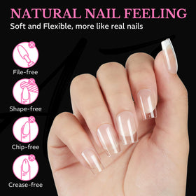 Close-up of AZUREBEAUTY Short Square Nail Tips showing sizes