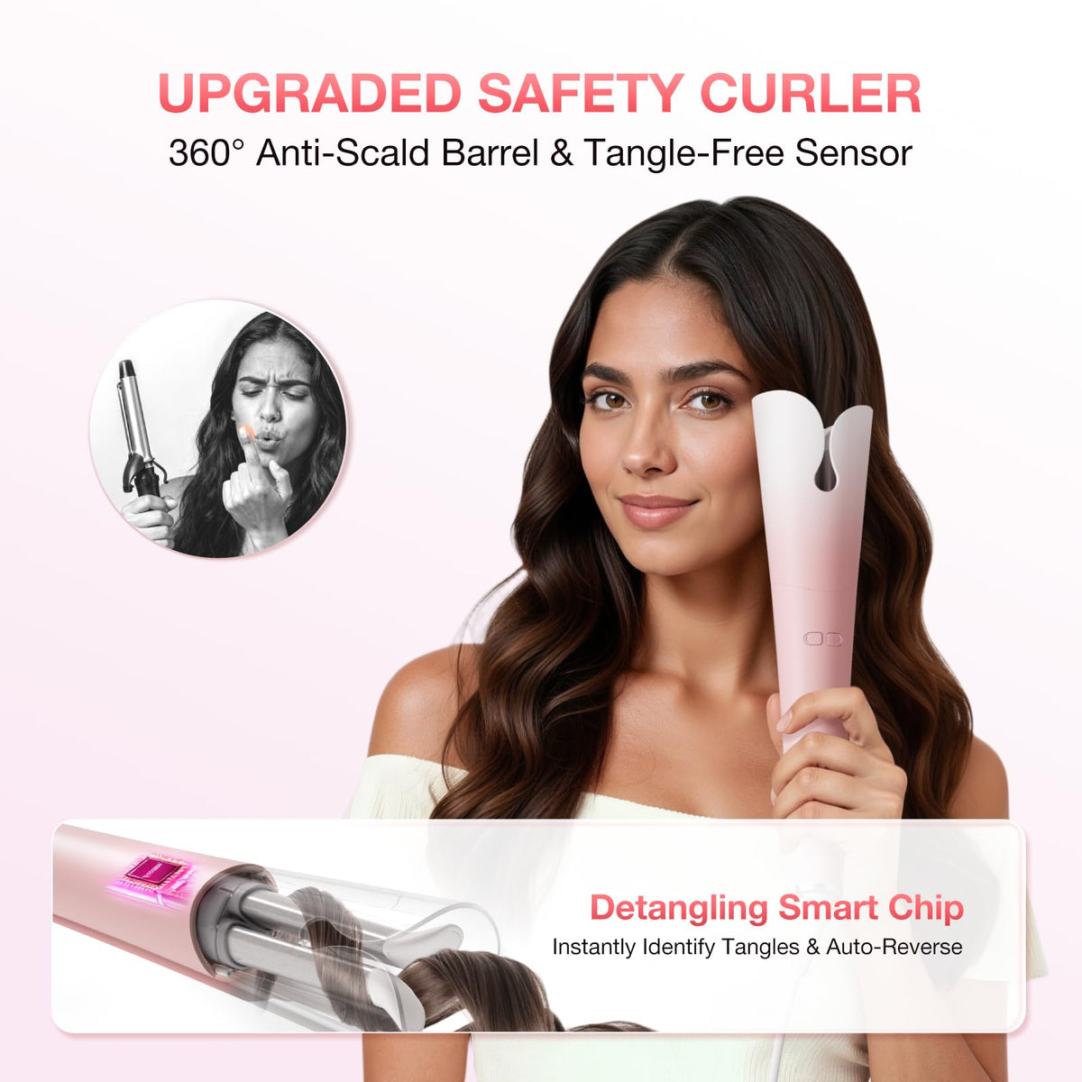 Close-up of BABONIR Automatic Curling Iron rotating mechanism