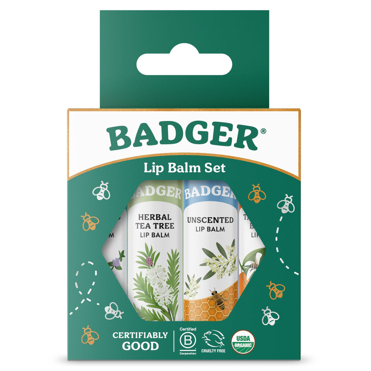 Close-up of Badger Tangerine Breeze Lip Balm