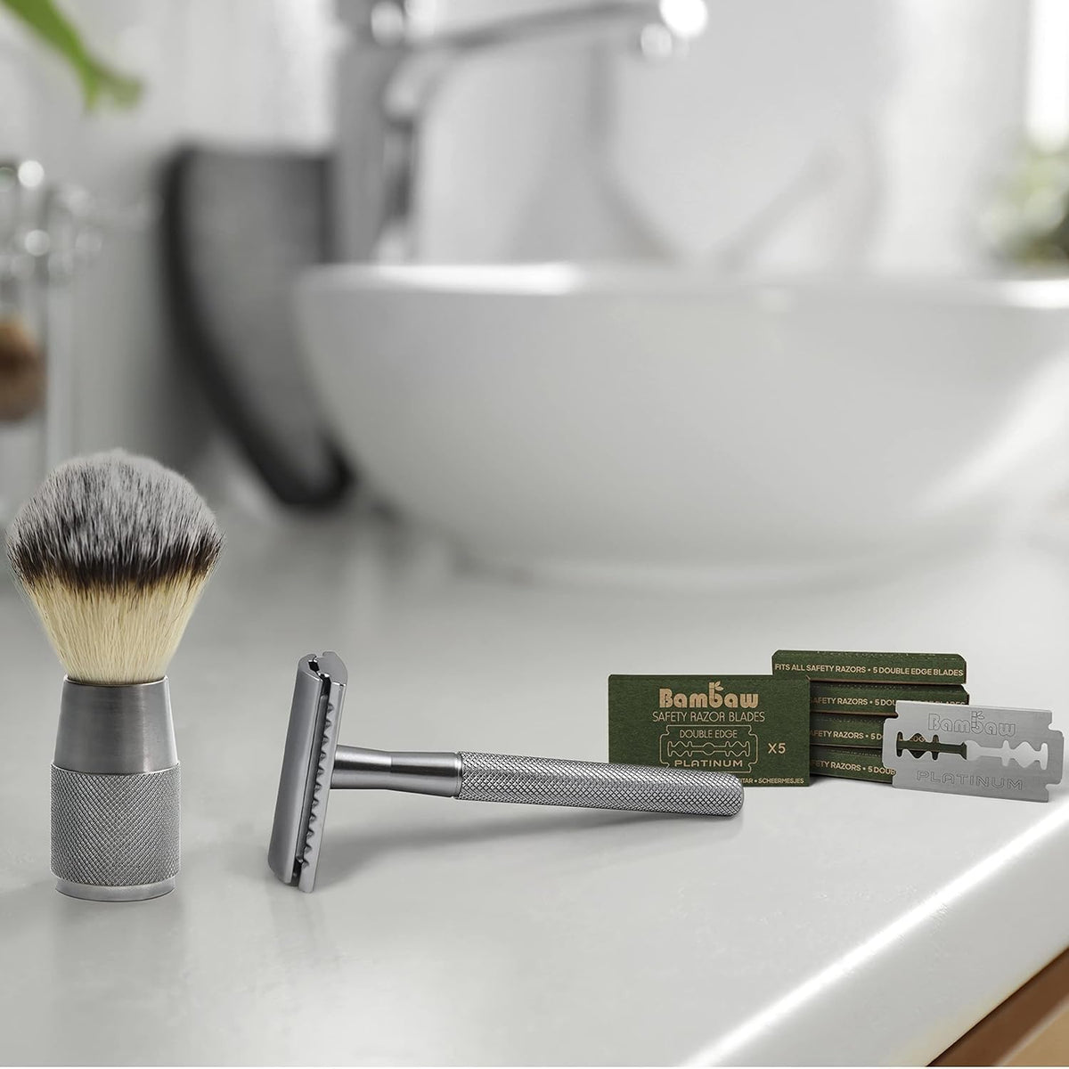 Close-up of Bambaw Double Edge Safety Razor Blade