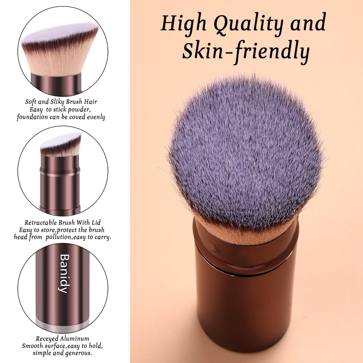 Close-up of Banidy Kabuki Brush bristles showing softness
