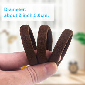 Close-up of BAOLI brown hair ties showing strong stretch