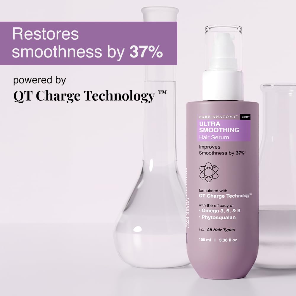 Close-up of Bare Anatomy Ultra Smoothing Hair Serum bottle