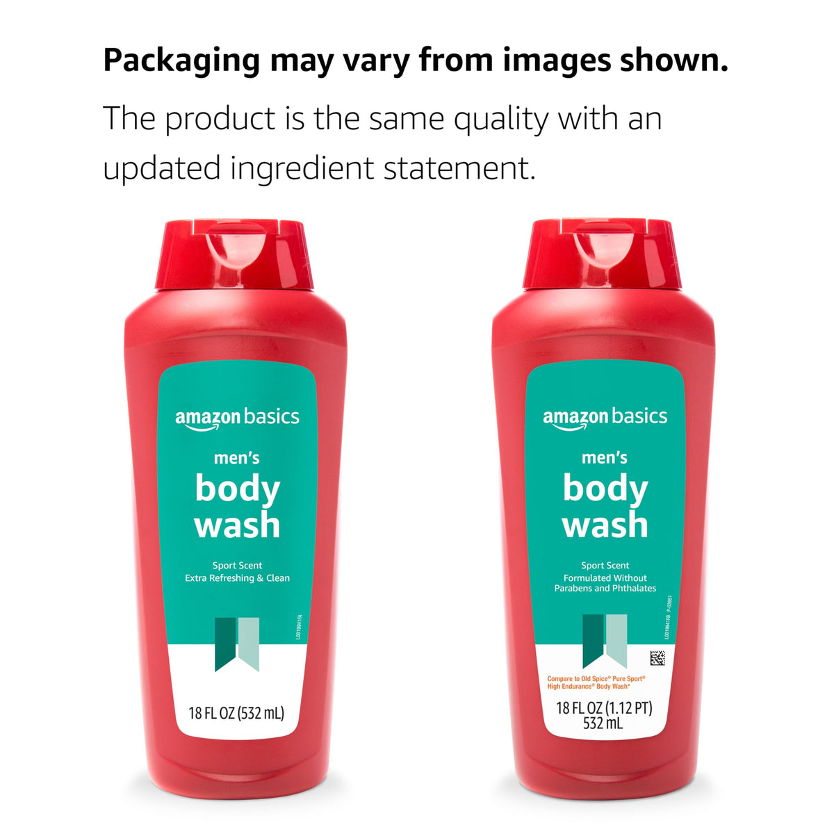 Close-up of Basics Men's Body Wash bottle with sport scent