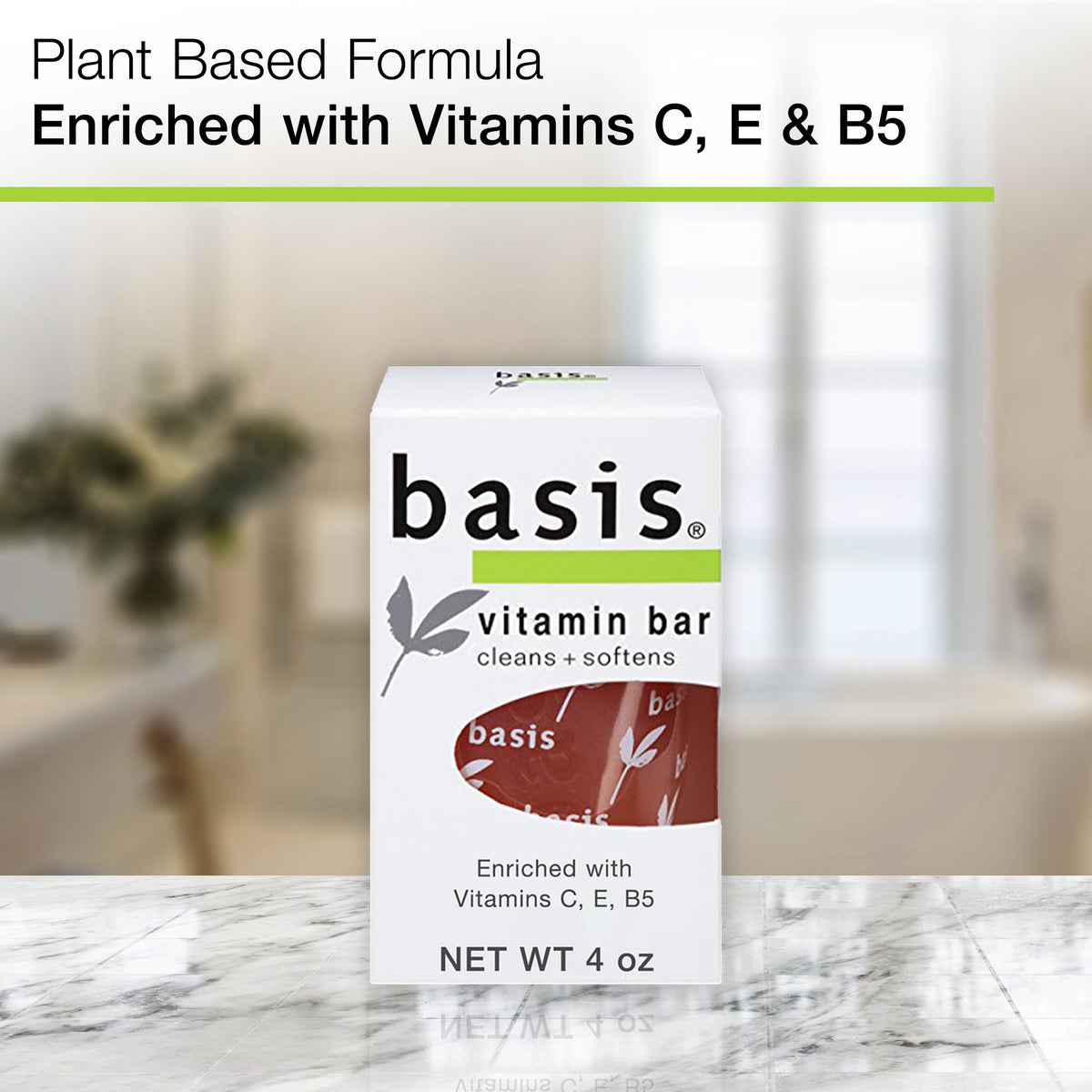 Close-up of Basis Vitamin Bar Soap showing one bar