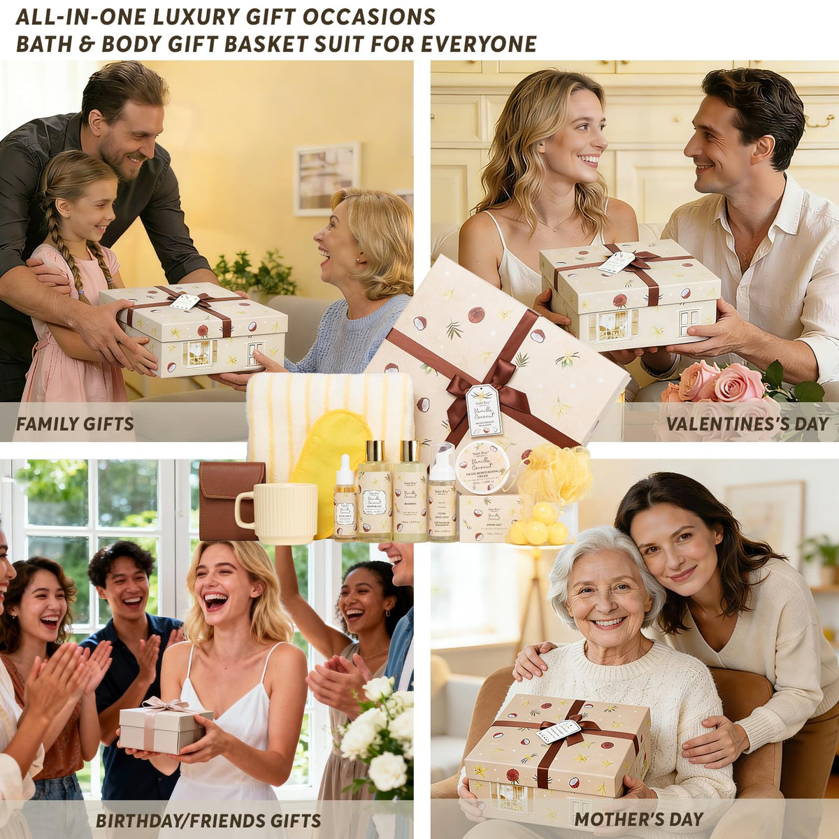 Close-up of bath bombs in Saint Roy Spa Gift Basket