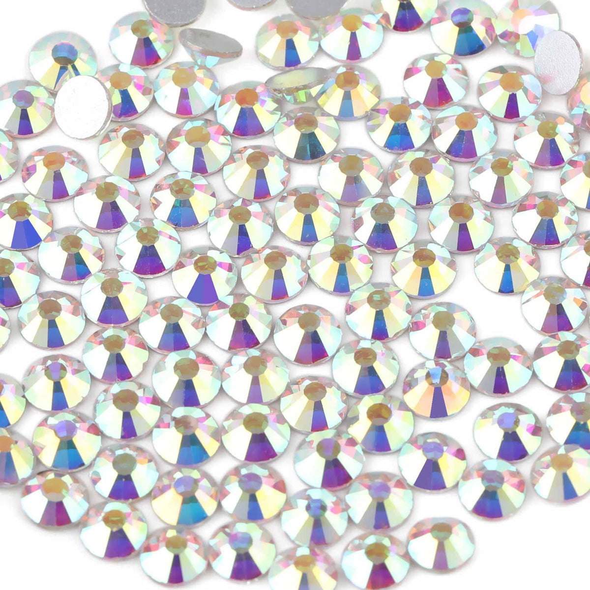 Close-up of BEADSLAND crystal AB rhinestones showing size and shine