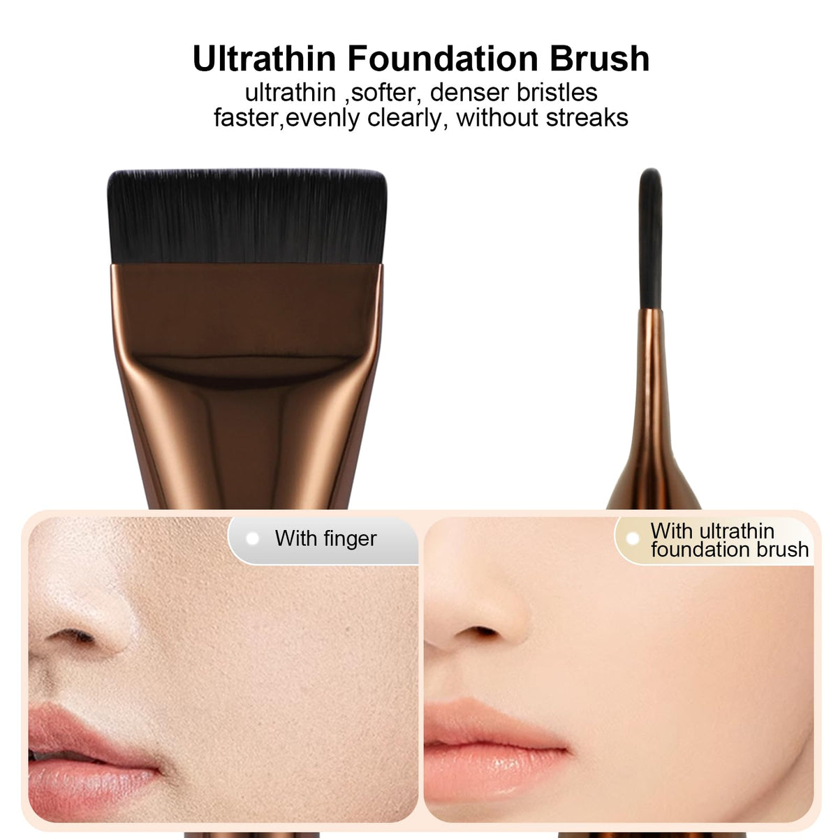 Close-up of BEAUTYFACTOR Flat Foundation Brush bristles