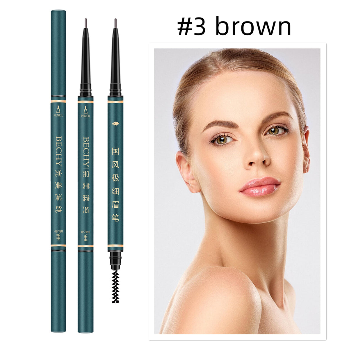 Close-up of BECHY Thin Eyebrow Pencil tip for precise strokes