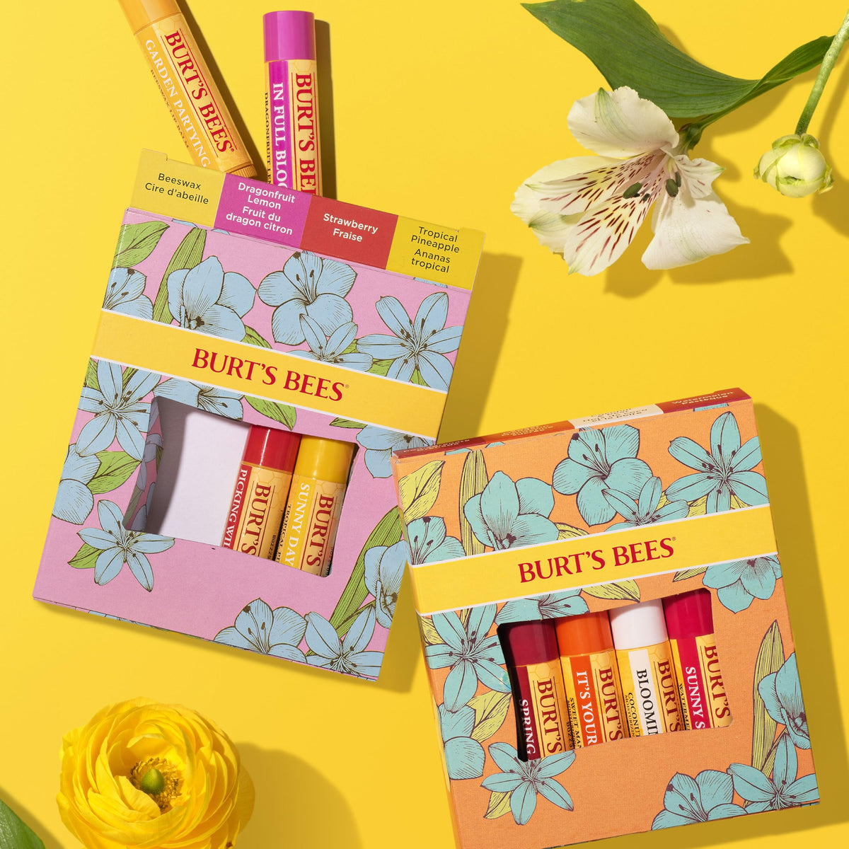 Close-up of Beeswax lip balm tube from Burt's Bees