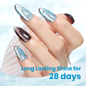 Close-up of Beetles blue cat eye gel polish texture