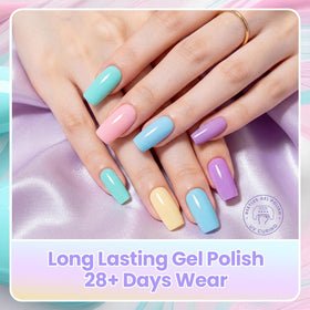 close-up of beetles Gel Polish pastel colours on nails