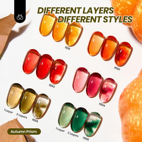 Close-up of beetles Jelly Gel Nail Polish shades f891 to f896
