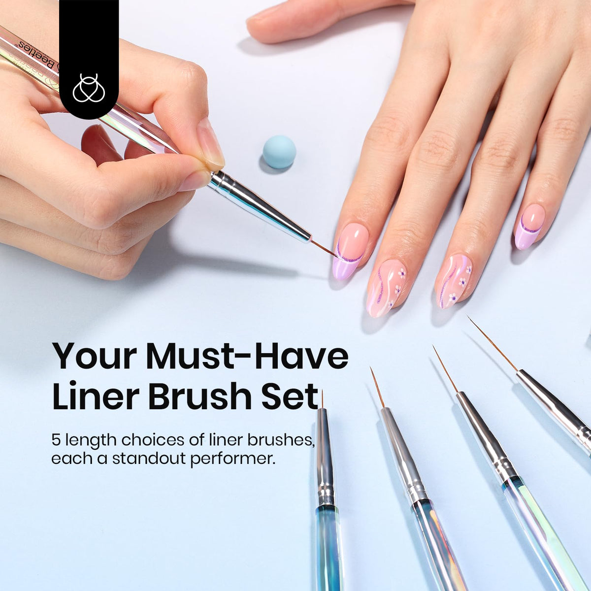 Close-up of beetles nail art brush with flexible hairs