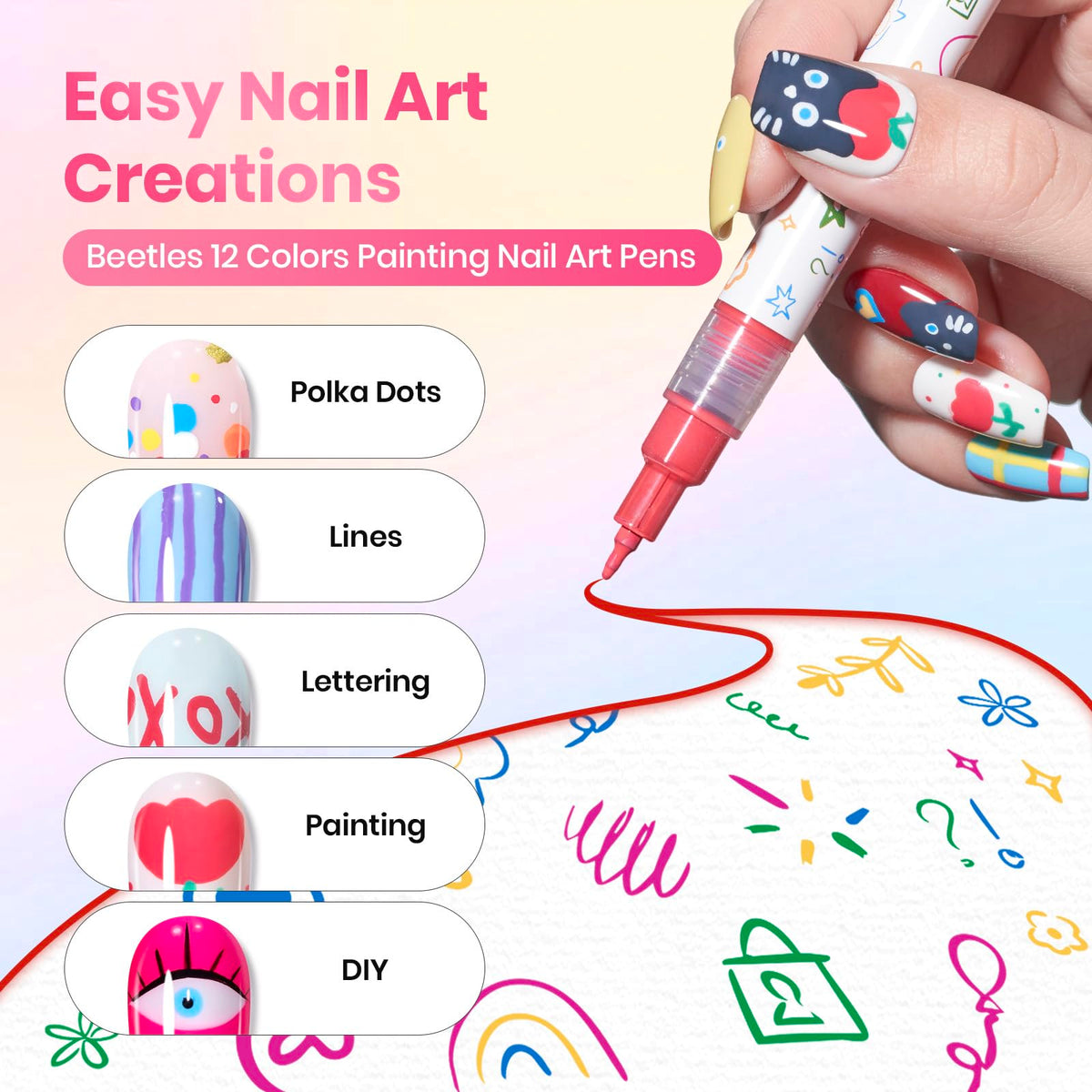 close-up of beetles Nail Art Pen showing vibrant ink flow