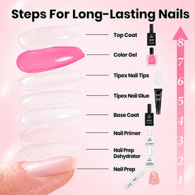 Close-up of Beetles nail tips showing various sizes