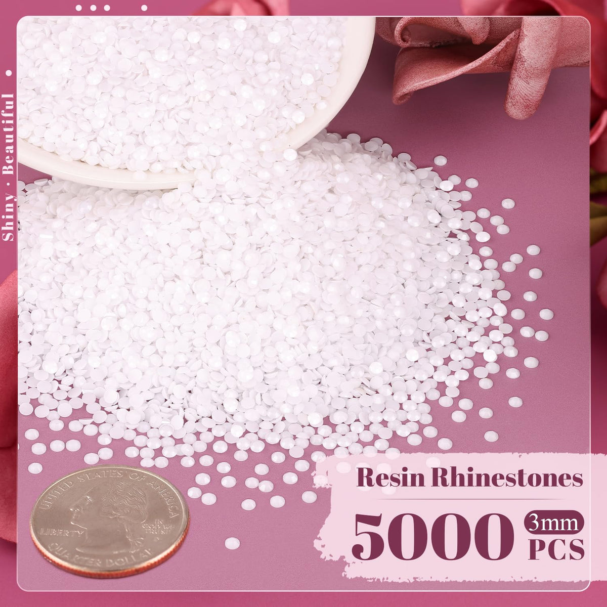 Close-up of BELLEBOOST 3mm White Resin Rhinestones with tweezers