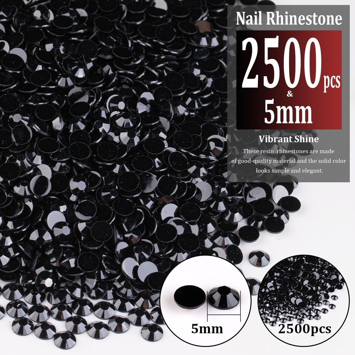 Close-up of BELLEBOOST black flatback resin rhinestones with tweezer