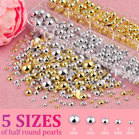 Close-up of BELLEBOOST Flatback Nail Pearls in various sizes