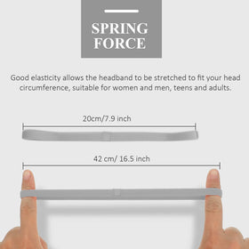 Close-up of Bememo gray sport headband showing elastic material