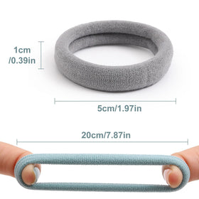 Close-up of Bessrung hair ties showing their soft material