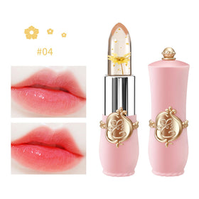 Close-up of BestLand Flower Jelly Lipstick showing flower and golden flakes