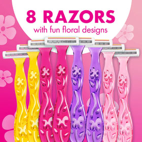 Close-up of Bic Soleil 3 razor blades with aloe vera strip