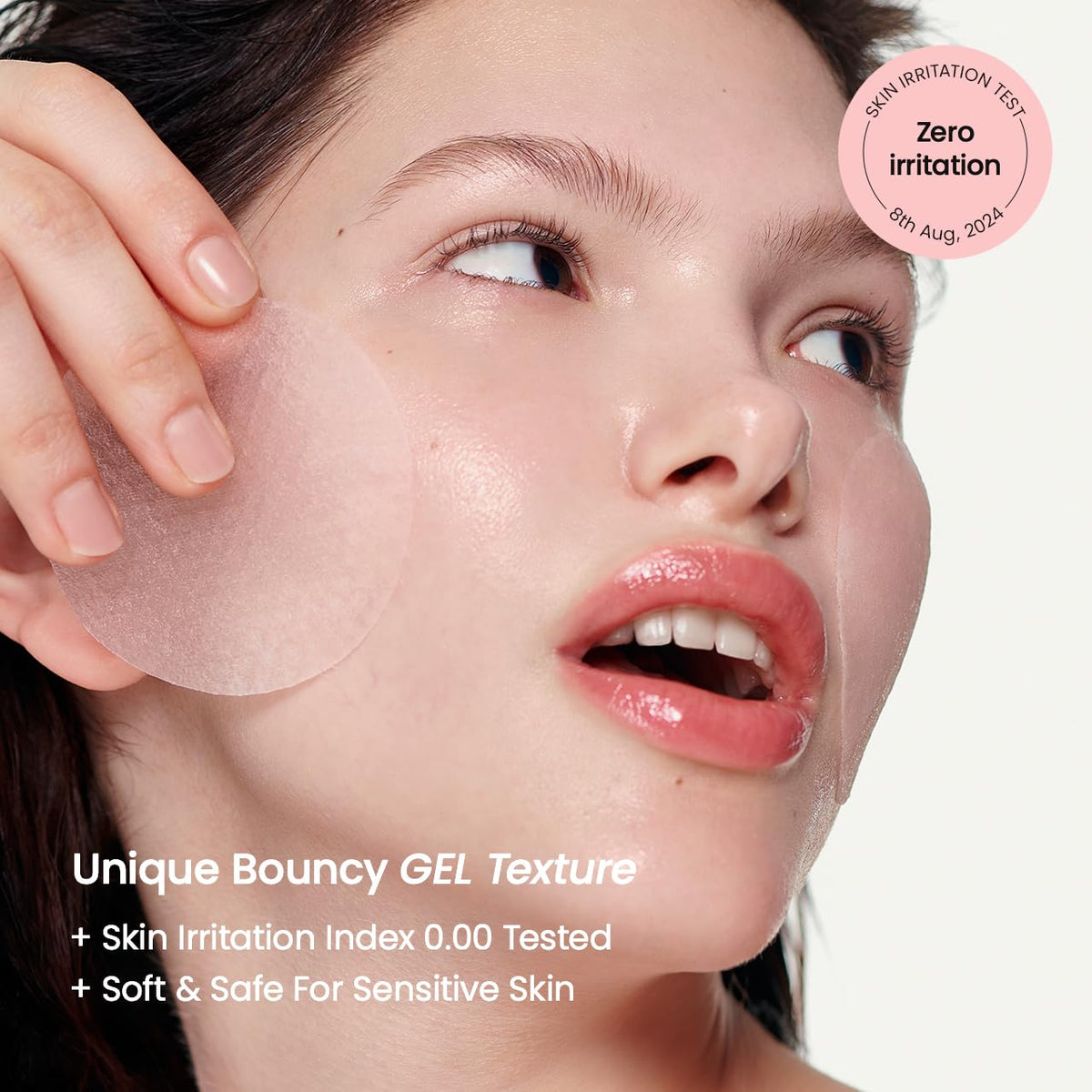 Close-up of BIODANCE Collagen Gel Toner Pad on skin
