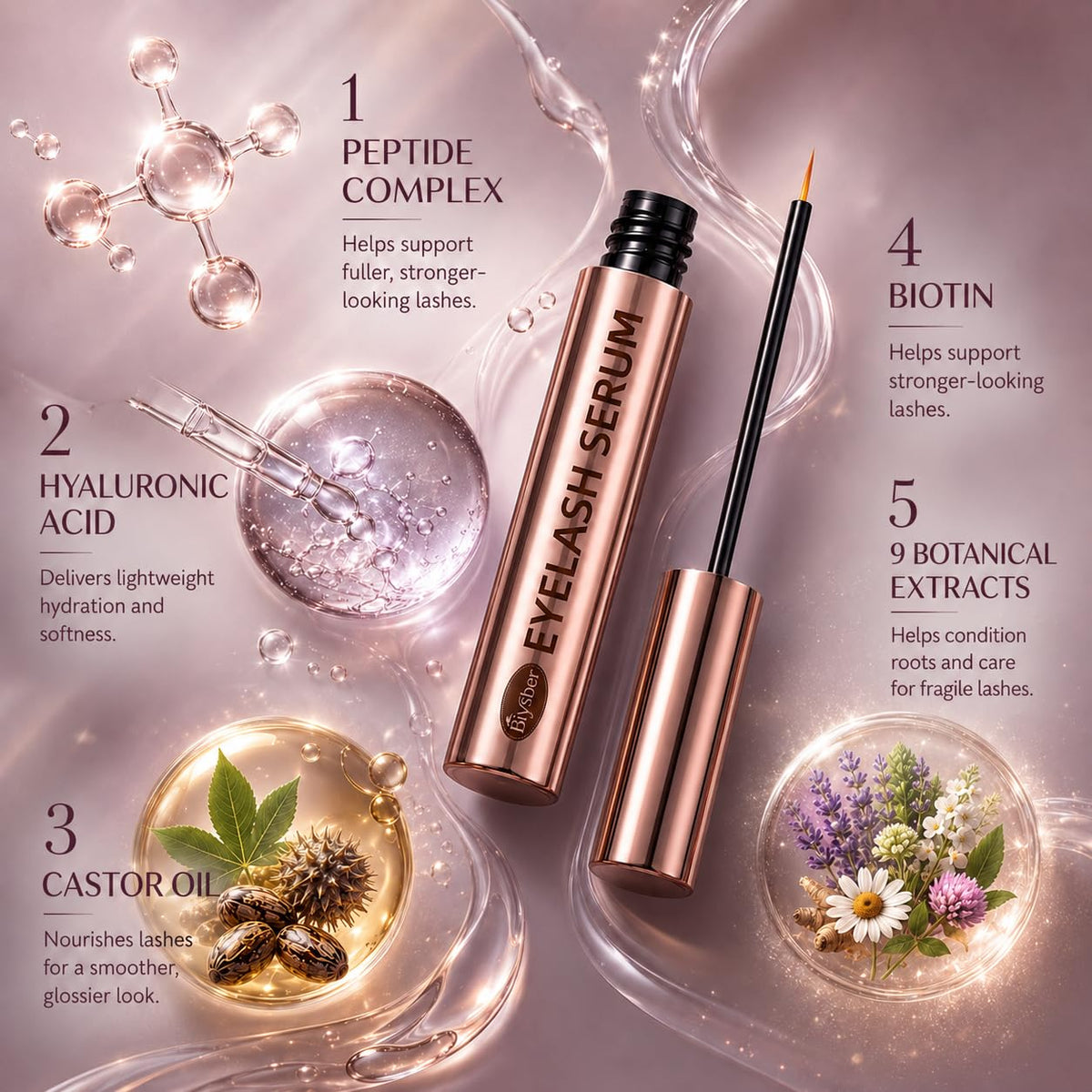 Close-up of BIYSBER Eyelash Growth Serum applicator