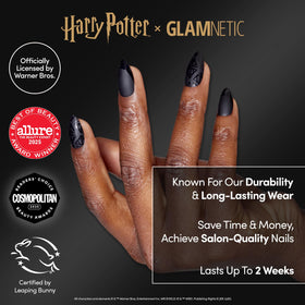 Close-up of black matte and glossy French tip nails