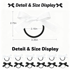 Close-up of black satin bow hair tie on ponytail