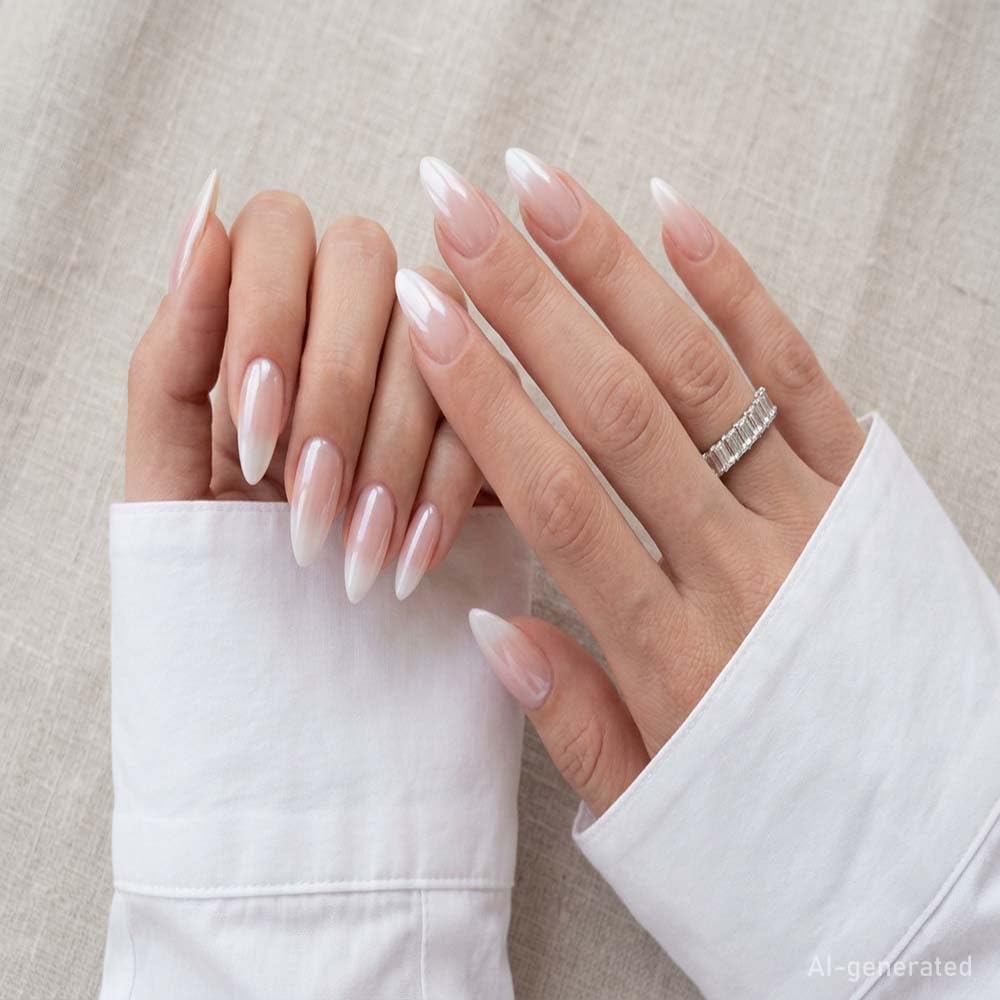 Close-up of BLGTGH chrome press on nails