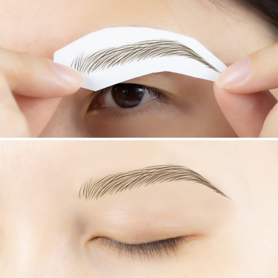 Close-up of Bliss and Beyond USA Eyebrow Tattoo Stickers in Light Brown