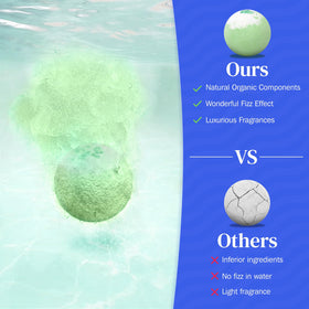 Close-up of BlissfulOasis bath bomb in vibrant colours
