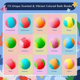 Close-up of BloomFizzy bath bomb and its vibrant colours