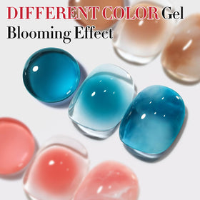 Close-up of blooming gel polish application on nails